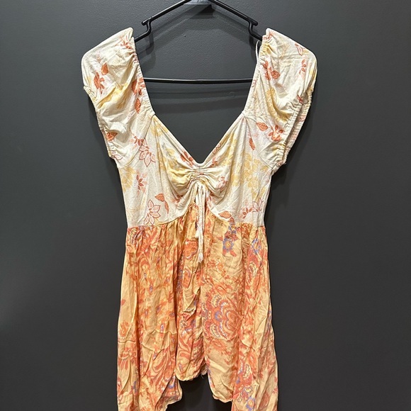 Free People La Bamba Babydoll floral two tone Ivory patchwork combo Small - Picture 5 of 6